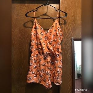 Forever 21 orange flower romper